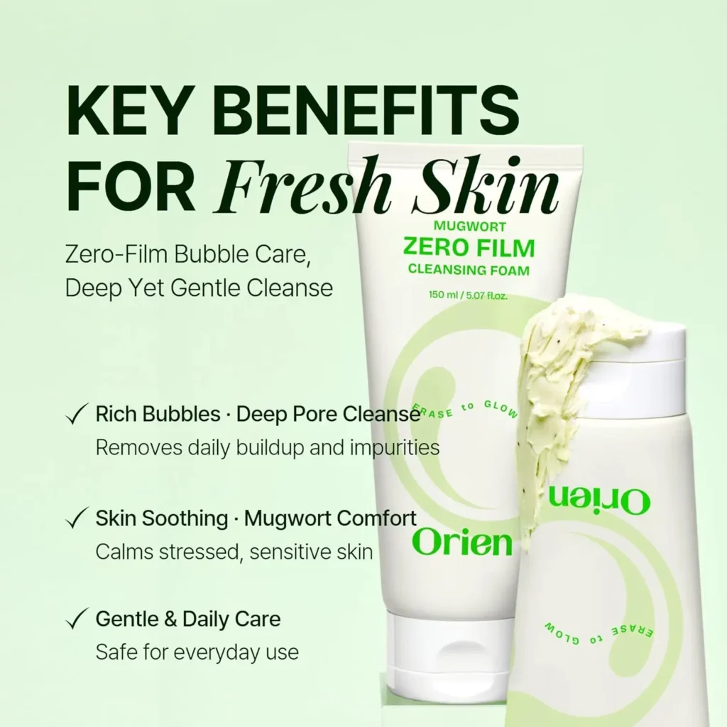 Orien Mugwort Zero Film Cleansing Foam 150ml - Image 4