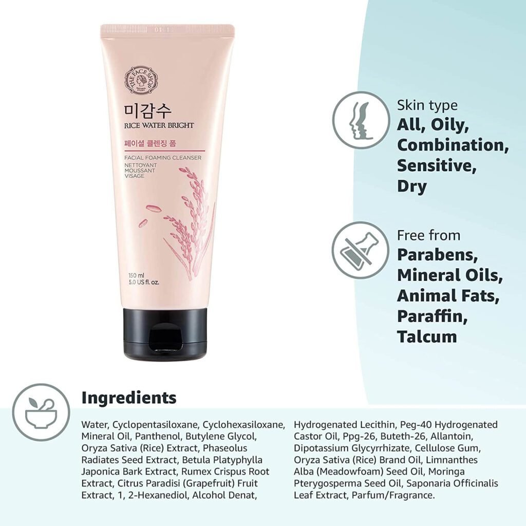 THE FACE SHOP Rice Water Bright Foaming Cleanser 150ml - Image 2