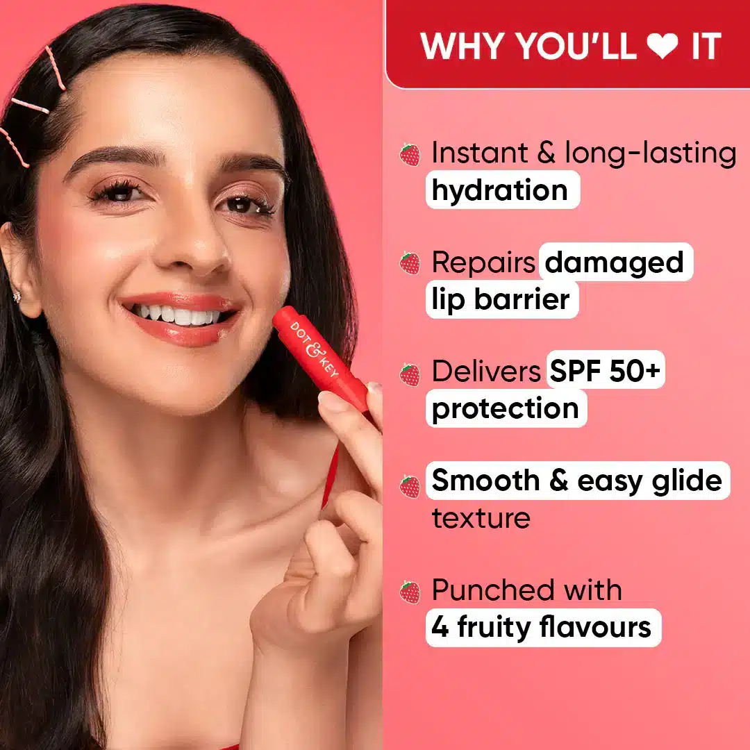 DOT & KEY Barrier Repair Hydrating Lip Balm – Strawberry Red