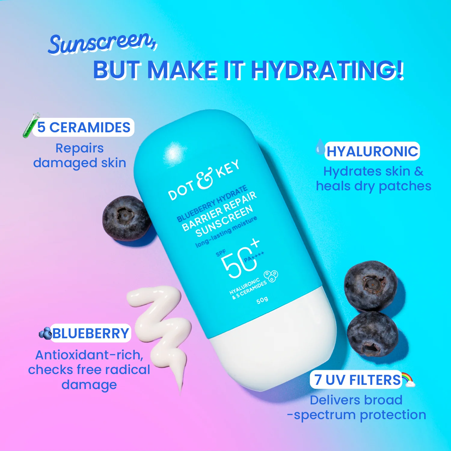 Dot & Key Blueberry Hydrate Barrier Repair Sunscreen – 80g