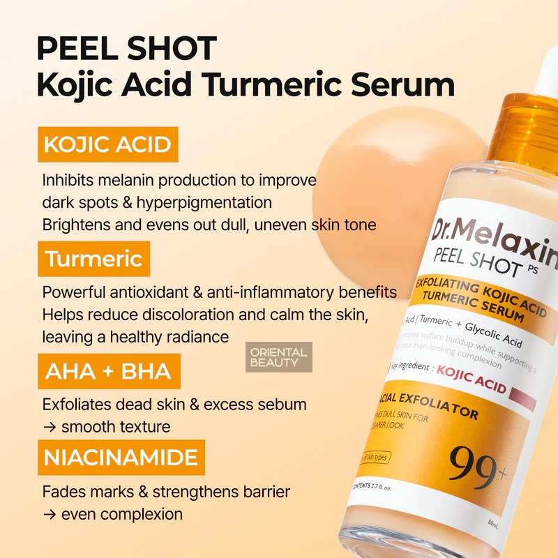 Dr.Melaxin Peel Shot Exfoliating Kojic Acid Turmeric Serum 80ml