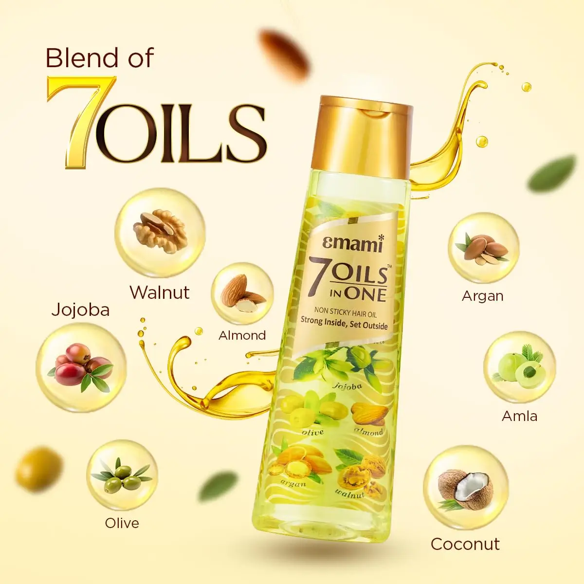 Emami 7 Oils in One Non Sticky Hair Oil (500ml | India)