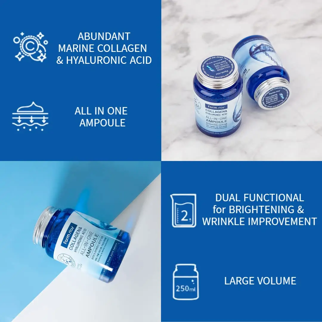 FARMSTAY Collagen & Hyaluronic Acid All-in-One Ampoule – 250ml