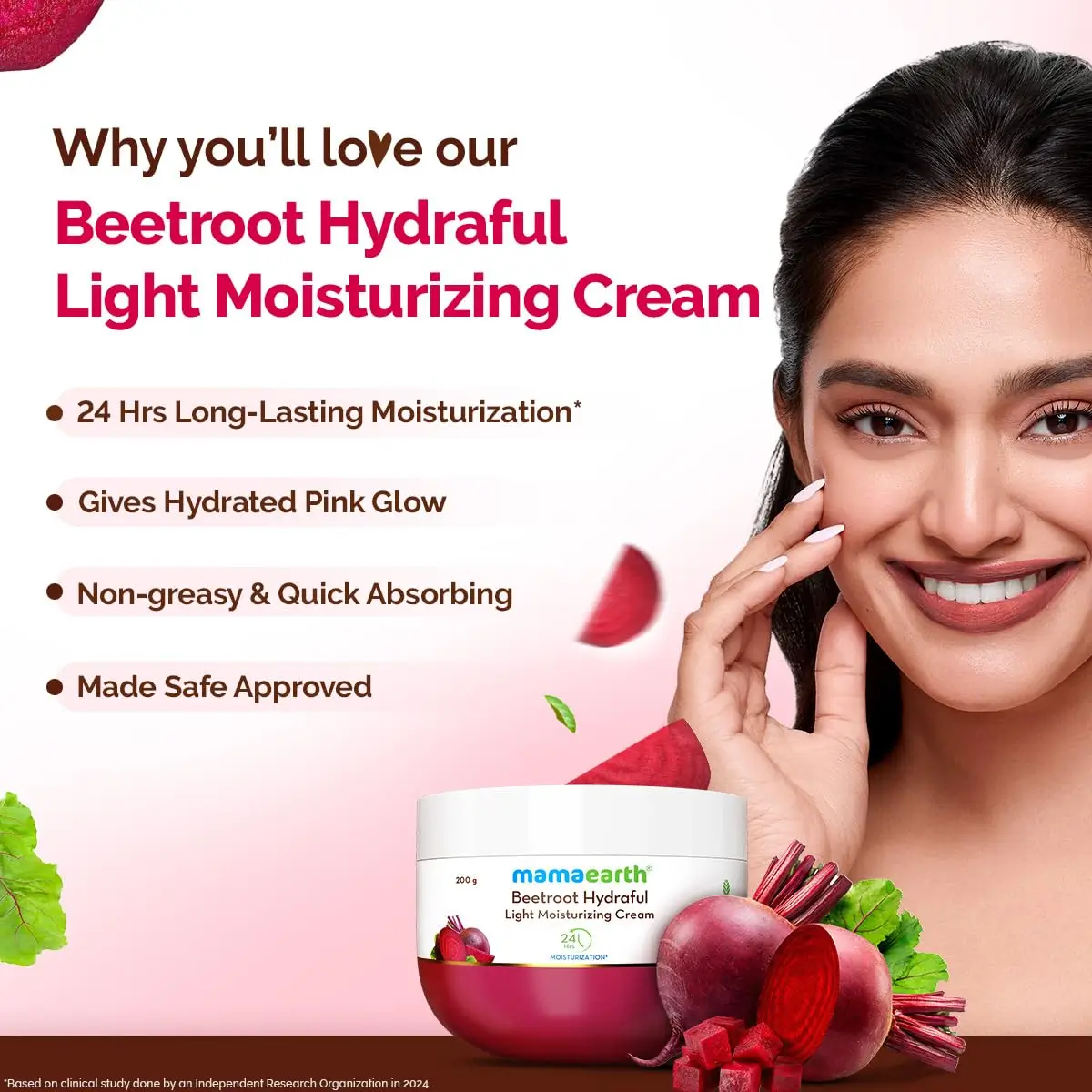 Mamaearth Beetroot Hydraful Light Moisturizing Cream (200g | India)