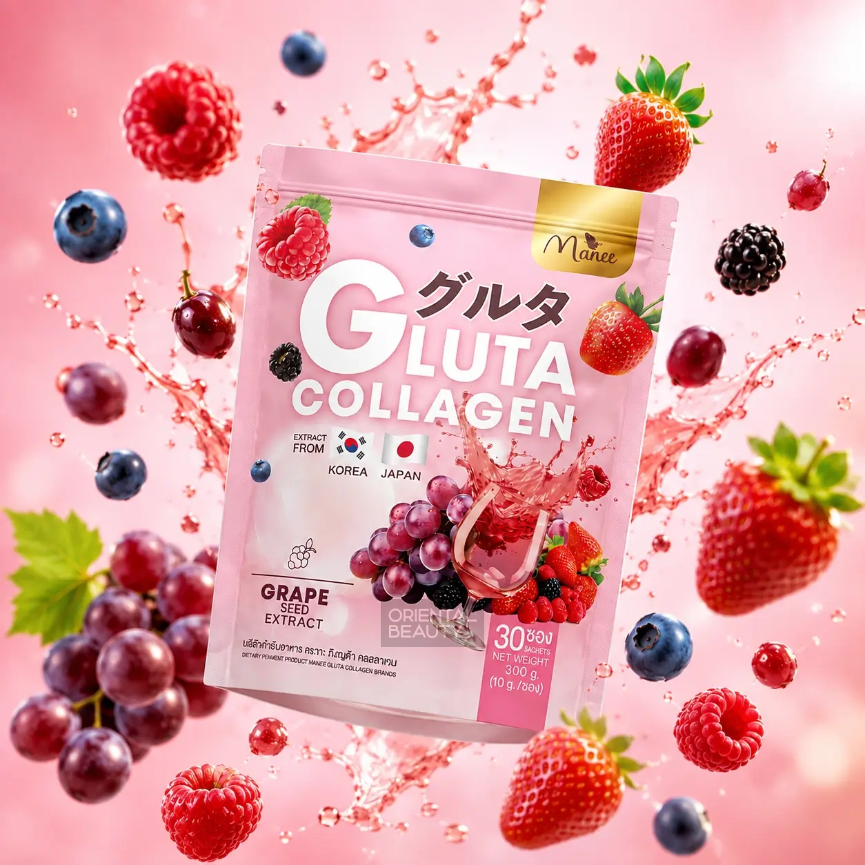 Manee Gluta Collagen Pink Dietary Supplement – 30 Sachets