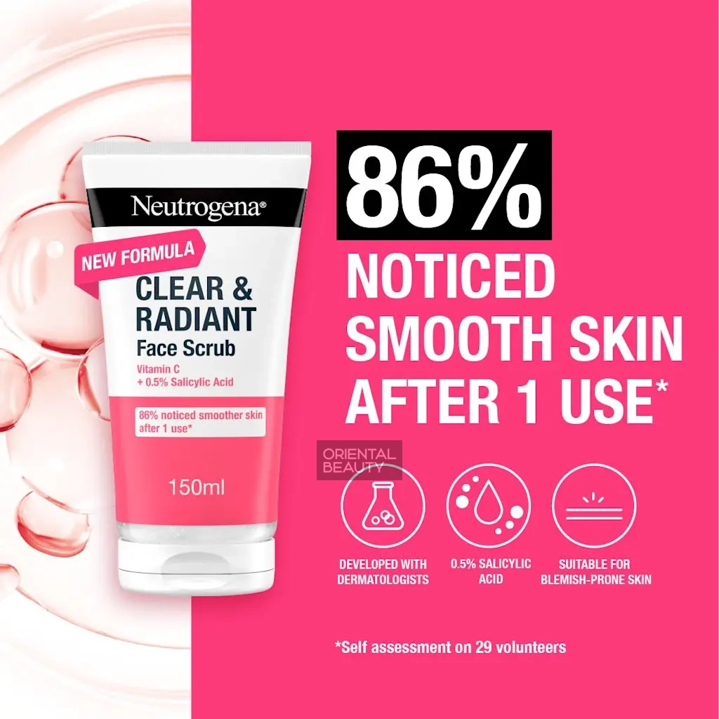 Neutrogena Clear & Radiant Daily Face Scrub (150ml | France)