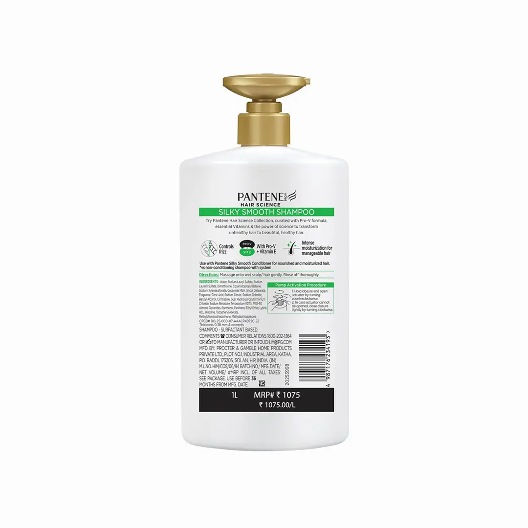 PANTENE Hair Science Silky Smooth Shampoo (1000ml | India)
