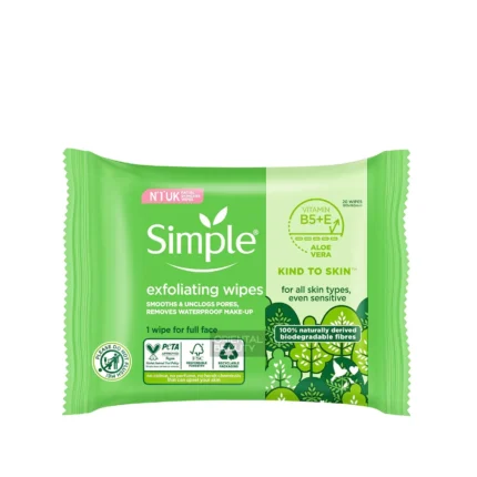 Simple Exfoliating Wipes – 20 Wipes (Uk)