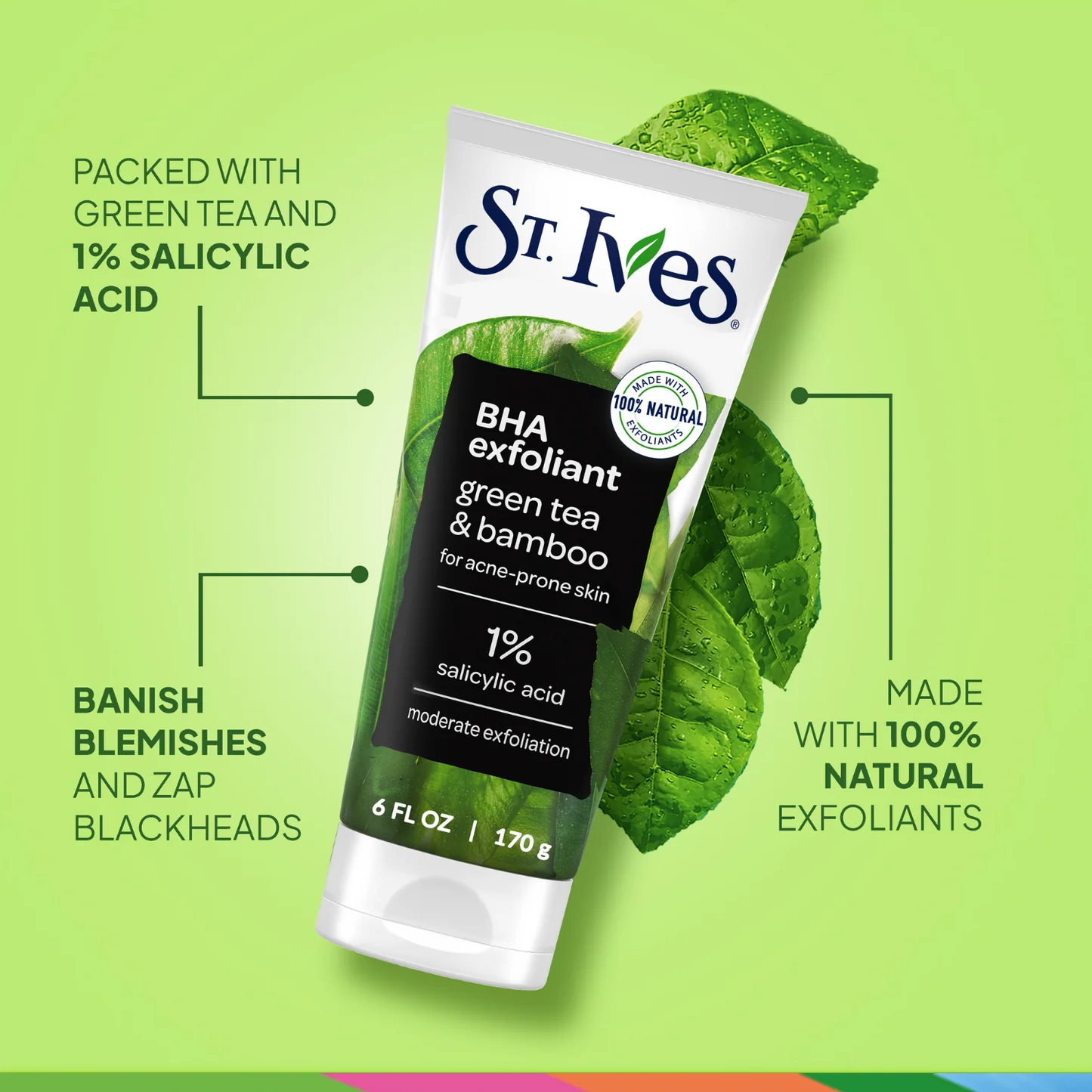 St. Ives Bha Exfoliant Green Tea & Bamboo Scrub (170g | USA)