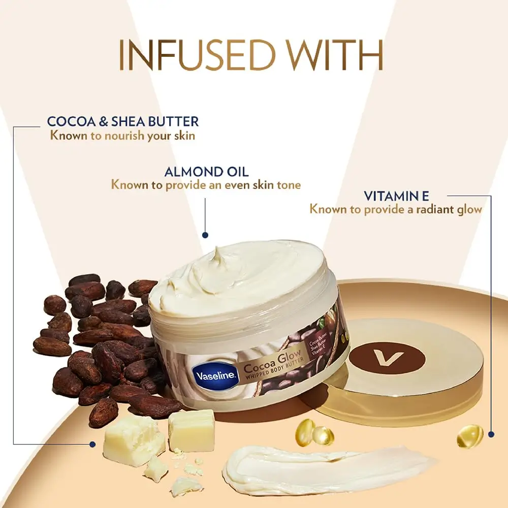 Vaseline Cocoa Glow Whipped Body Butter (180g | India)