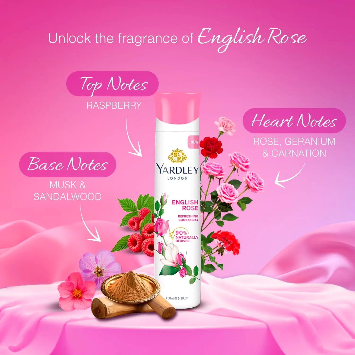 Yardley London English Rose Refreshing Deodorant Body Spray For Women 150ml