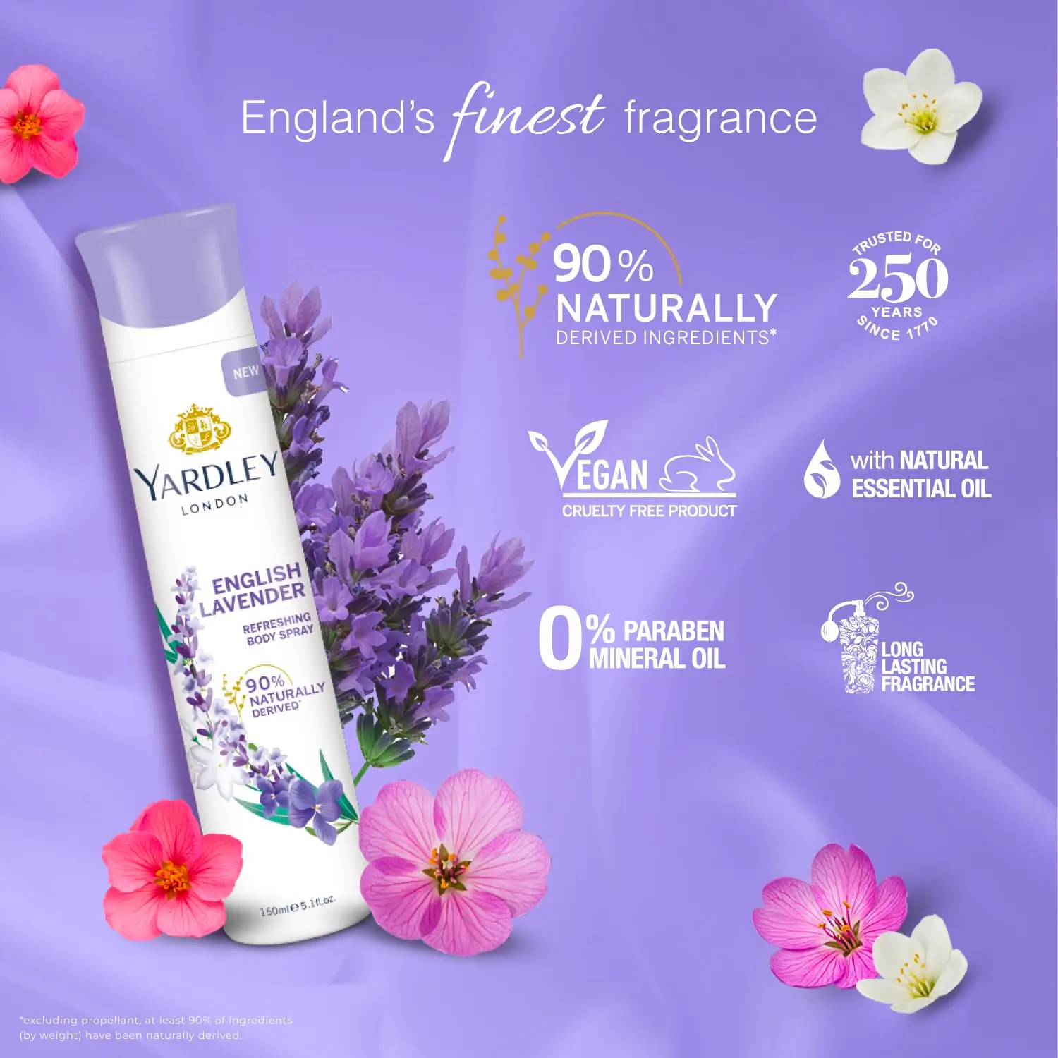 Yardley London English Lavender Refreshing Deodorant Body Spray For Women 150ml