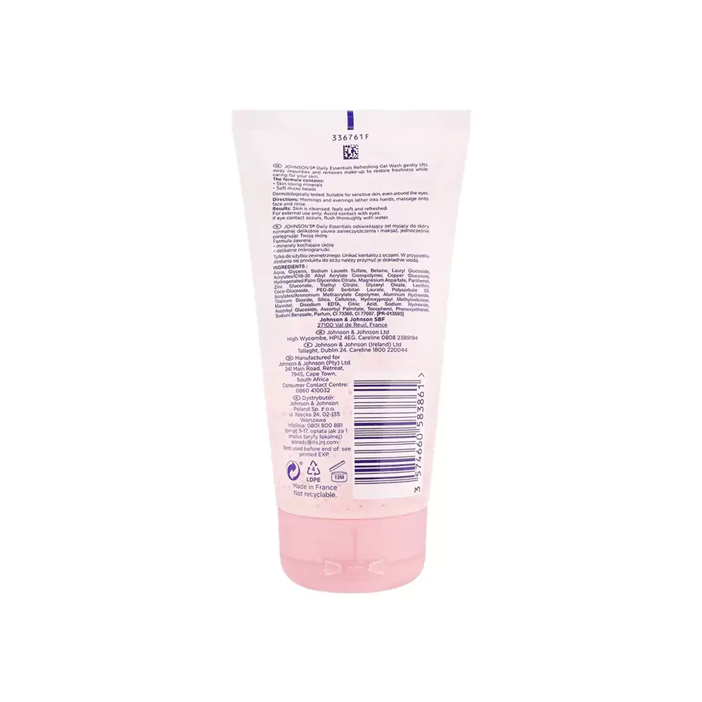 JOHNSON’S Face Care Daily Essentials Refreshing Gel Wash (150ml | France)